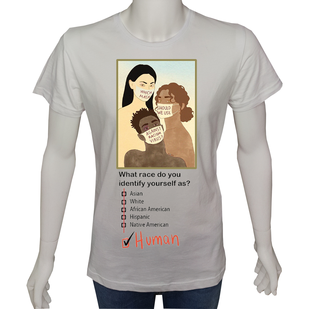 Unisex T-shirt Beyaz 'UyandırmaServisi / İnsanIrkı' 2Baskılı