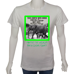 Unisex T-shirt Beyaz 'Doğa&Çevre/Vahşi yaşamı koru2' Baskılı