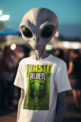 Unisex T-shirt Beyaz 'Uçak&Uzay / Alien7' Baskılı