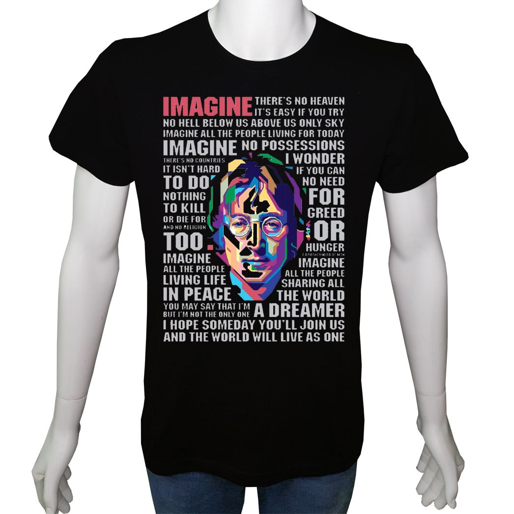 Unisex T-shirt Beyaz 'UyandırmaServisi / JohnLennonHayali' 2Baskılı