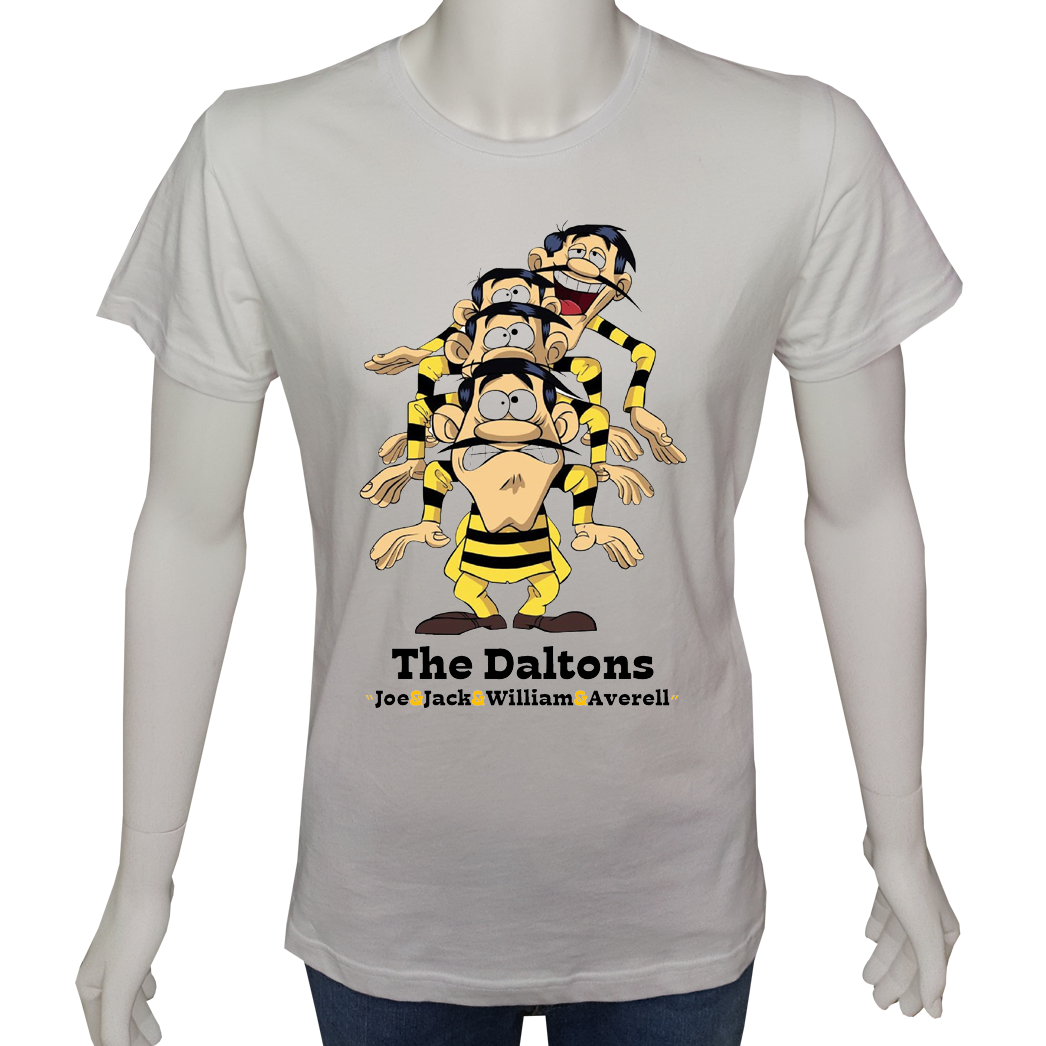 Unisex T-shirt Beyaz 'Çizgi Film&Roman / Daltonlar2' Baskılı