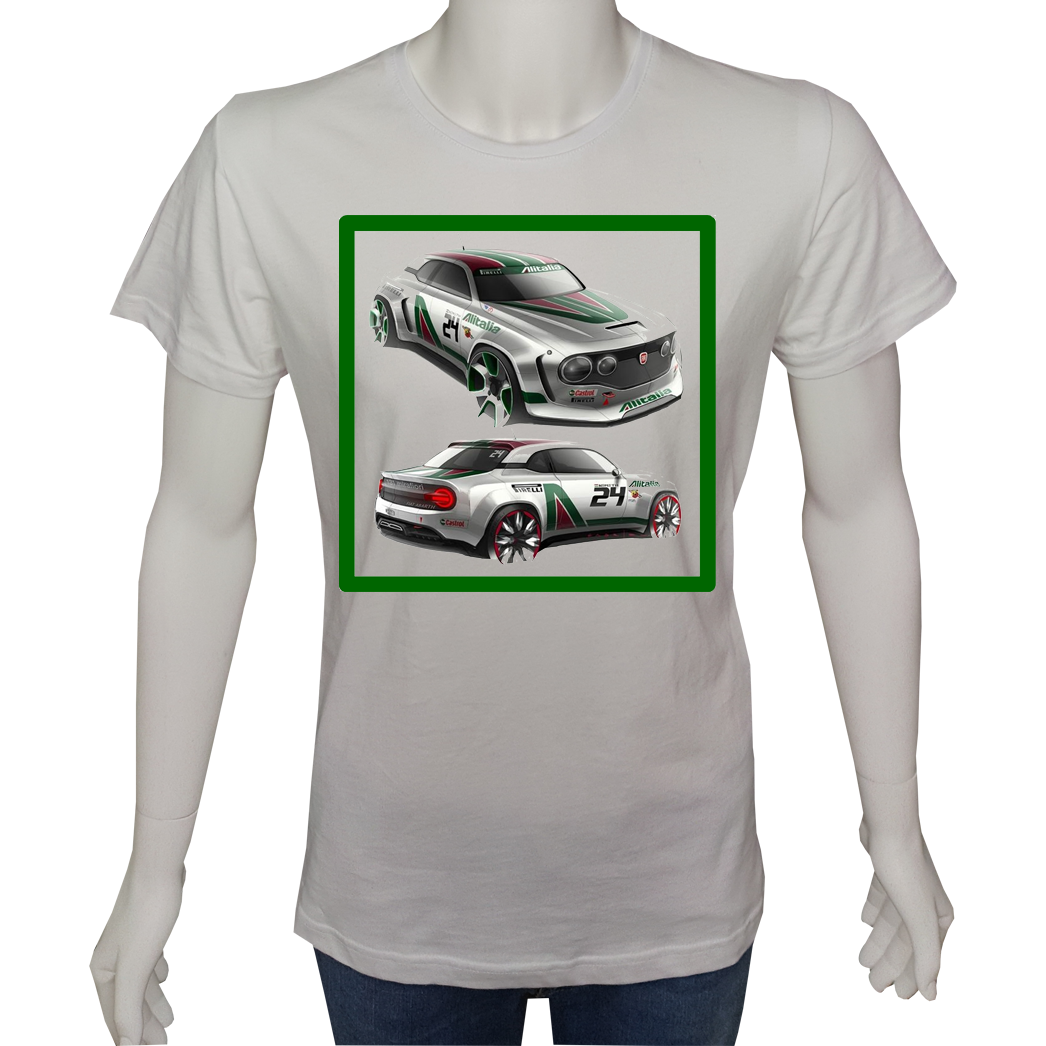 Unisex T-shirt Beyaz 'Oto / Oto3' Baskılı