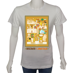 Regular Unisex T-shirt Beyaz 'Ülke&Şehir / Anadolu1' Baskılı