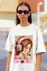 Oversize Unisex T-shirt Beyaz 'Play' Baskılı