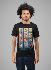 Erkek T-shirt Siyah 'Karikatür1' Baskılı
