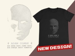 Erkek T-shirt Siyah 'Adam Olmak' Baskılı