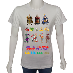 Unisex T-shirt Beyaz 'UyandırmaServisi / KralınSoytarısı' Baskılı