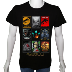 Unisex T-shirt Siyah 'Sinema&Dizi/JurassicParc1' 2Baskılı