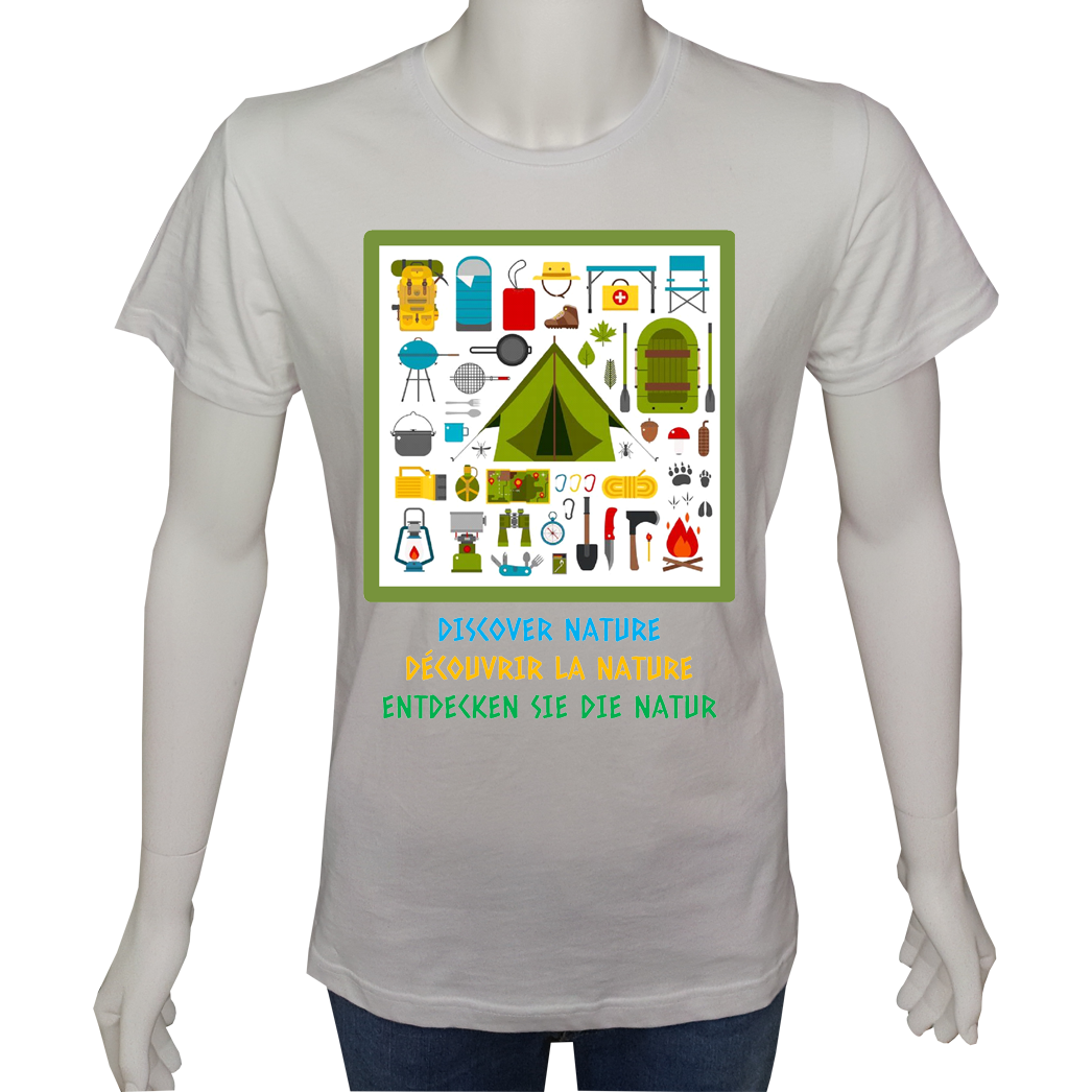 Unisex T-shirt Beyaz 'Kamp&Macera / Kamp2' Baskılı