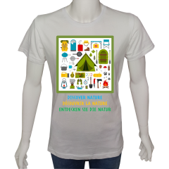Unisex T-shirt Beyaz 'Kamp&Macera / Kamp2' Baskılı