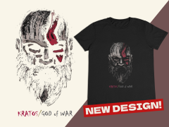 Erkek T-shirt Siyah 'Kratos1' Baskılı