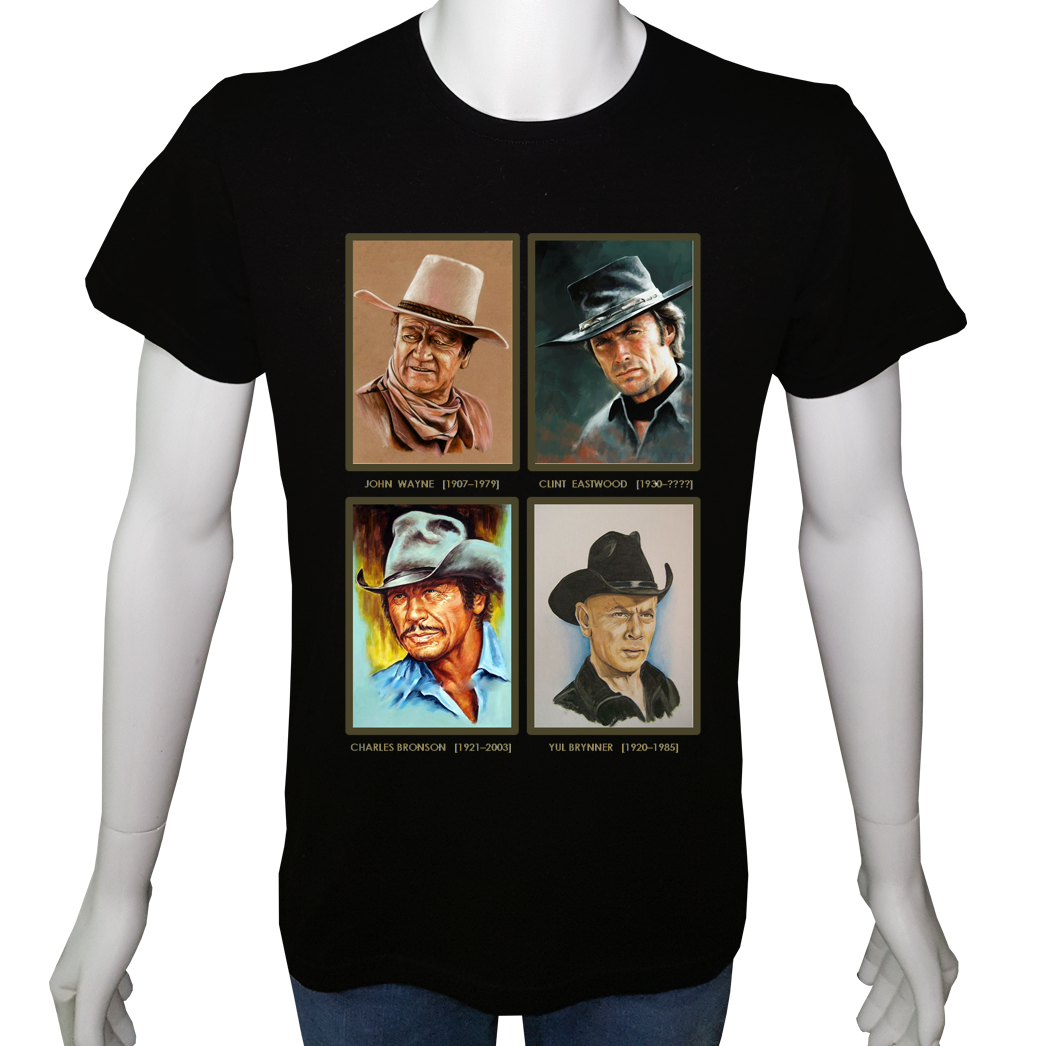 Unisex T-shirt Siyah 'Sinema&Dizi/Kovboylar1' Baskılı