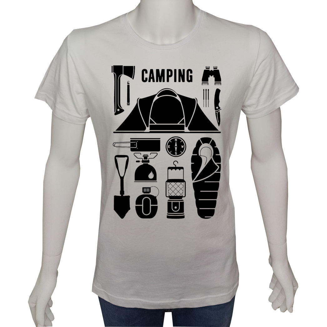Unisex T-shirt Beyaz 'Kamp&Macera / Kamp3' Baskılı