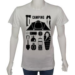 Unisex T-shirt Beyaz 'Kamp&Macera / Kamp3' Baskılı