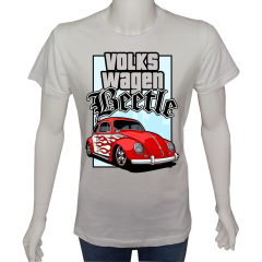 Unisex T-shirt Beyaz 'Oto / VW2' Baskılı