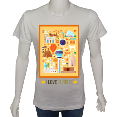 Regular Unisex T-shirt Beyaz 'Ülke&Şehir / Anadolu4' Baskılı