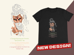 Erkek T-shirt Siyah 'BağnazAhmakKöle' Baskılı