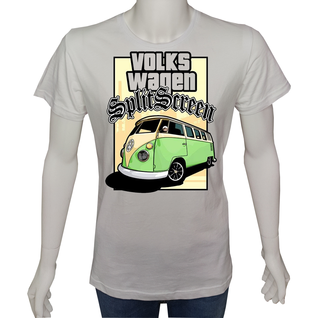 Unisex T-shirt Beyaz 'Oto / VW3' Baskılı
