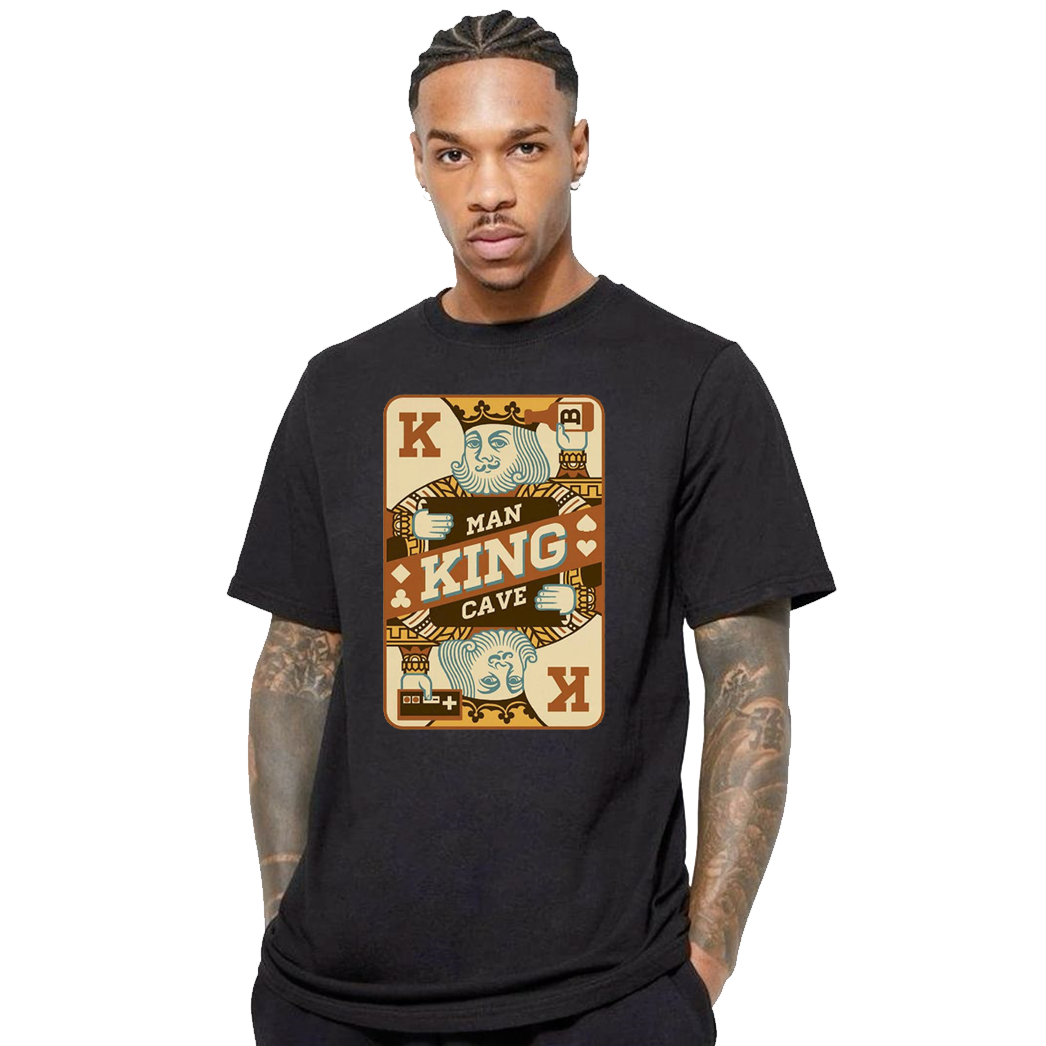 Erkek T-shirt Siyah 'İskambil2' Baskılı