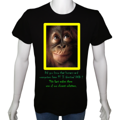 Unisex T-shirt Siyah 'Doğa&Çevre / Orangutan1' Baskılı