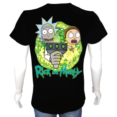 Unisex T-shirt Siyah 'Sinema&Dizi/Rick&Morty1' 2Baskılı