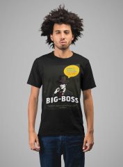 Erkek T-shirt Siyah 'Büyük Patron' Baskılı