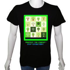 Unisex T-shirt Siyah 'Doğa&Çevre / Ormanı koru' Baskılı