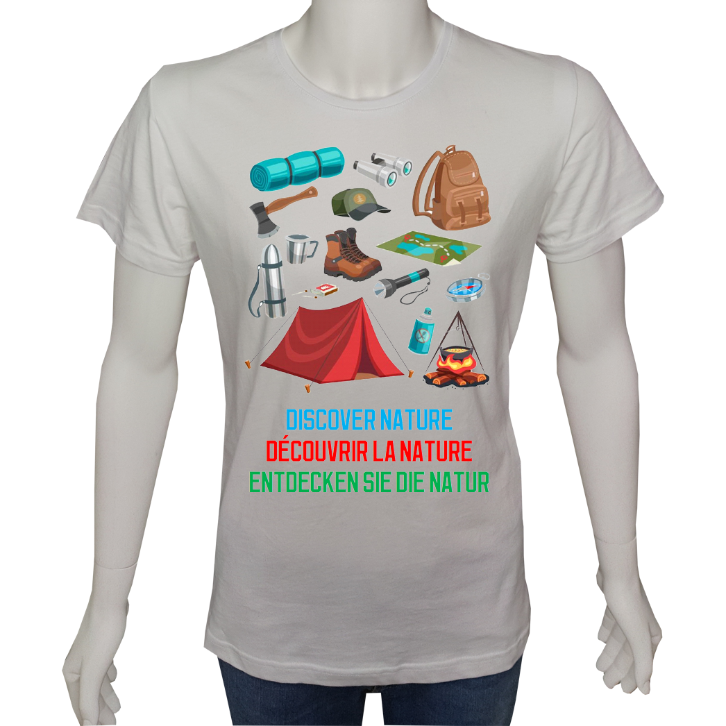 Unisex T-shirt Beyaz 'Kamp&Macera / Kamp6' Baskılı