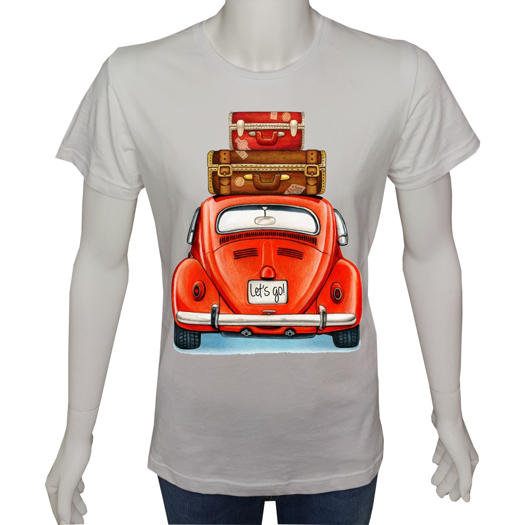 Unisex T-shirt Beyaz 'Oto / VW5' Baskılı