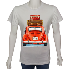 Unisex T-shirt Beyaz 'Oto / VW5' Baskılı