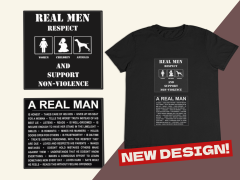 Erkek T-shirt Siyah 'Gerçek Erkekler' 2Baskılı