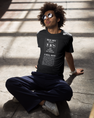 Erkek T-shirt Siyah 'Gerçek Erkekler' 2Baskılı