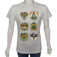 Unisex T-shirt Beyaz 'Kamp&Macera / Kamp7' Baskılı