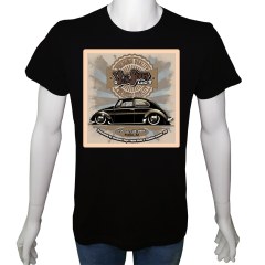 Unisex T-shirt Siyah 'Oto / VW6' Baskılı