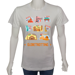 Regular Unisex T-shirt Beyaz 'Ülke&Şehir / Ülkeler1' Baskılı
