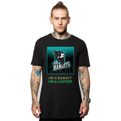 Erkek T-shirt Siyah 'Haydutlar' Baskılı