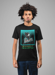 Erkek T-shirt Siyah 'Haydutlar' Baskılı