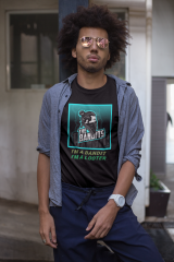 Erkek T-shirt Siyah 'Haydutlar' Baskılı