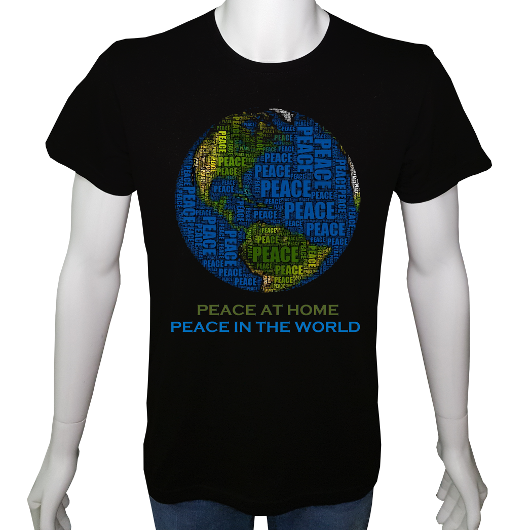 Unisex T-shirt Siyah 'UyandırmaServisi / Barış1' Baskılı