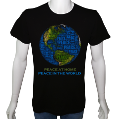 Unisex T-shirt Siyah 'UyandırmaServisi / Barış1' Baskılı