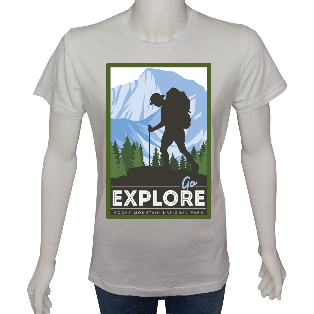 Unisex T-shirt Beyaz 'Kamp&Macera / Kamp8' Baskılı