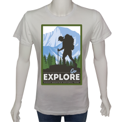 Unisex T-shirt Beyaz 'Kamp&Macera / Kamp8' Baskılı
