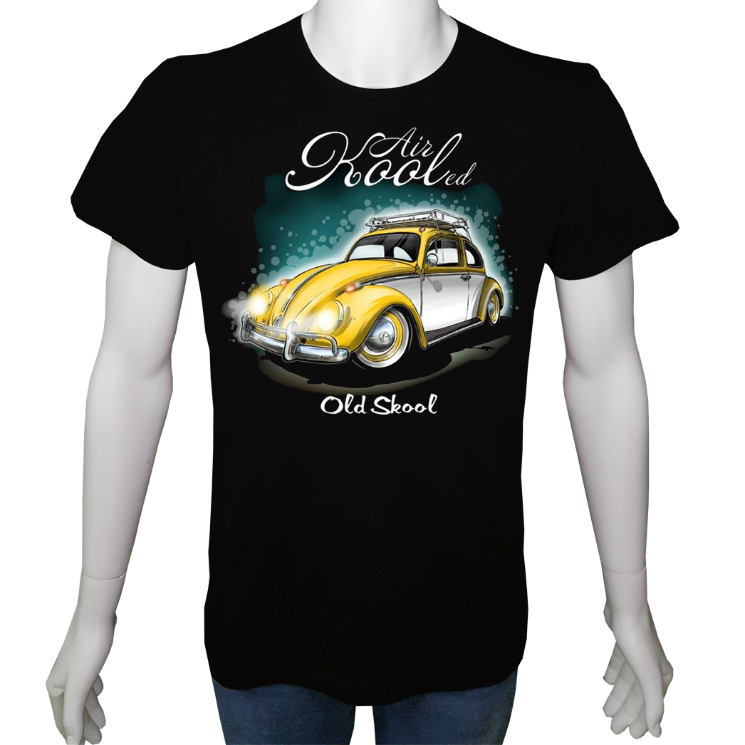 Unisex T-shirt Siyah 'Oto / VW7' Baskılı