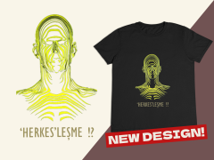 Erkek T-shirt Siyah 'Herkesleşme' Baskılı