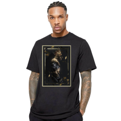 Erkek T-shirt Siyah 'İskambil1' Baskılı