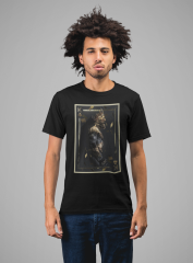 Erkek T-shirt Siyah 'İskambil1' Baskılı