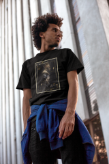 Erkek T-shirt Siyah 'İskambil1' Baskılı