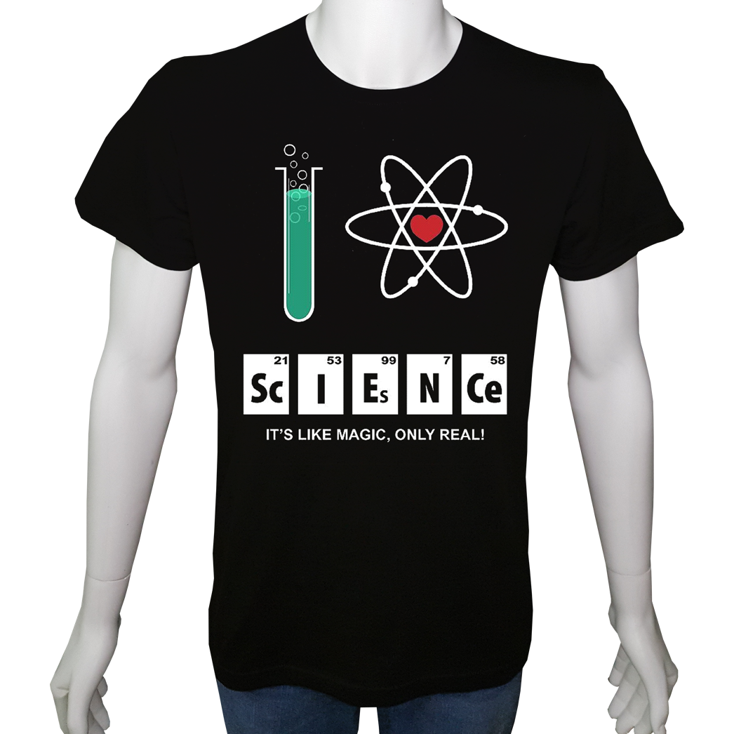 Unisex T-shirt Siyah 'Bilim Kulübü / Bilim10' Baskılı