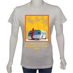 Unisex T-shirt Beyaz 'Kamp&Macera / Kamp10' Baskılı