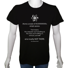 Unisex T-shirt Siyah 'Bilim Kulübü / Atom boşluktur' Baskılı